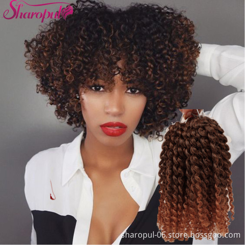 Jerry Curl Hair 3 pcs/pack, 8inch Synthetic Kinky Curly hair Marley Bob, Malaysian Deep Wave Curly Crochet Braids Hair Extension